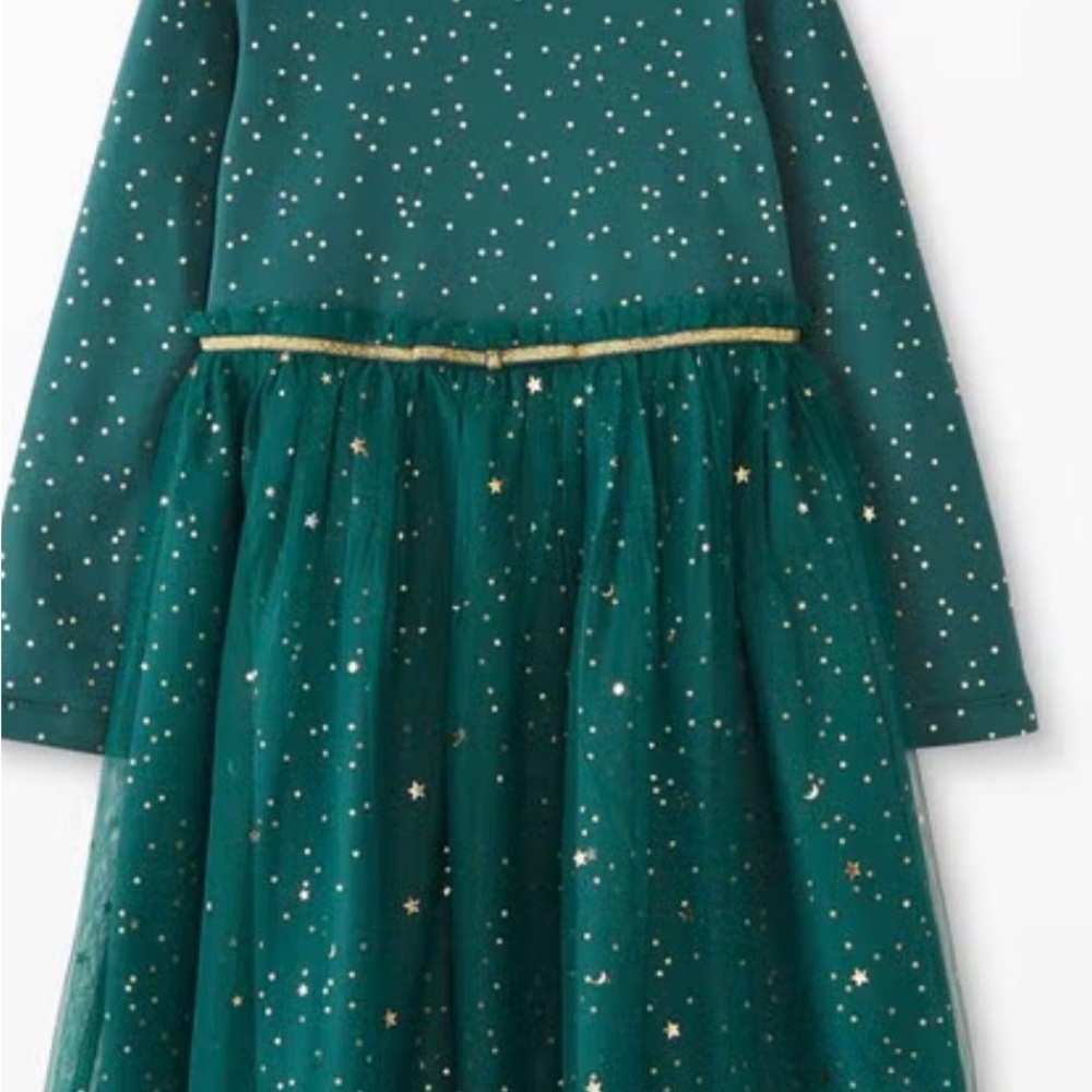 Hanna Andersson Shimmer Tulle Skater Dress Green Sz 12